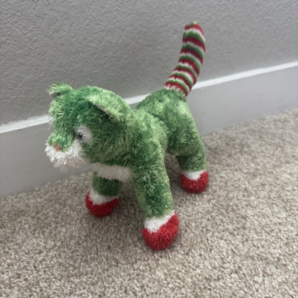 Douglas Mistletoe & The Christmas Kittens Plush Green Cat Stripped Tail